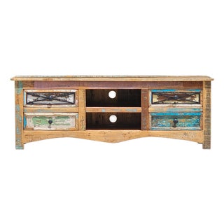 Rustic Reclaimed Wood Tv Stand & Media Console | Coastal Farmhouse Credenza For Sale