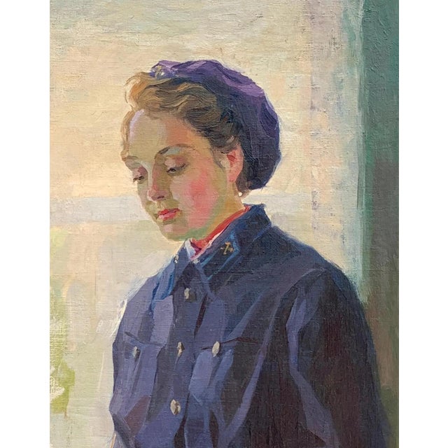 1950s Oil Painting, Socialist Realism Art, 1959 For Sale - Image 5 of 6