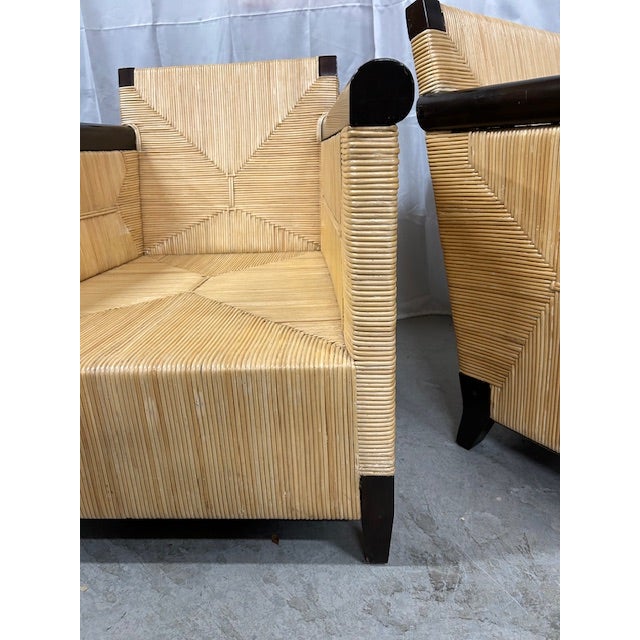 Vintage Wicker Cane Mahogany Merbau Chairs, a Pair For Sale - Image 12 of 14