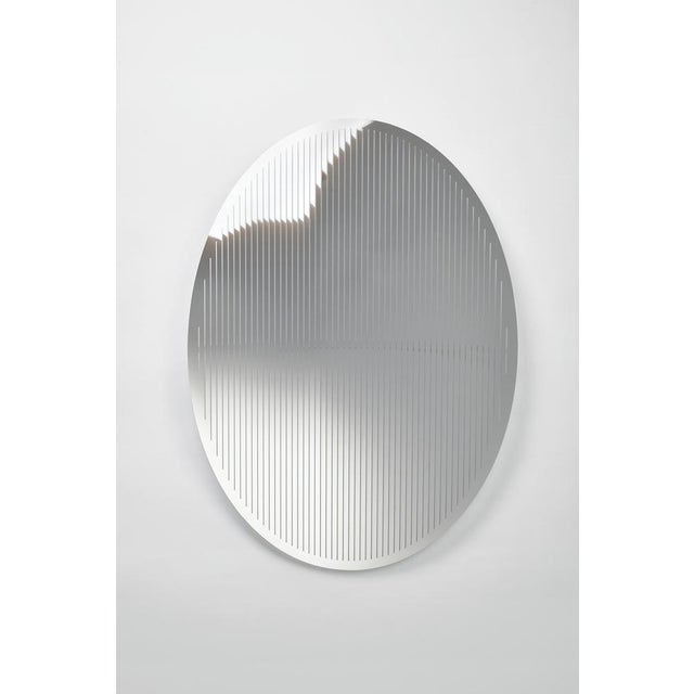 Contemporary Echo Oval Wall Mirror in Polished Aluminum by Martens & Visser For Sale - Image 3 of 13