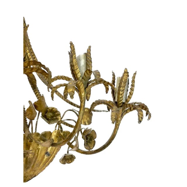 Vintage Italian Brass 5-Arm Wheat Wall Sconce For Sale In Atlanta - Image 6 of 8