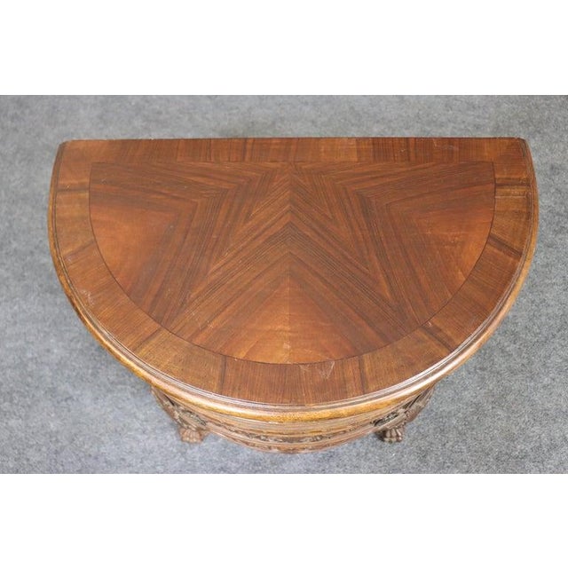 French Exceptional Pair of Hand-Carved French Walnut Louis XV Night Stands Commodes For Sale - Image 3 of 13