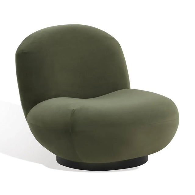 Contemporary Stevie Velvet Accent Chair - Olive Green/Black For Sale - Image 3 of 7