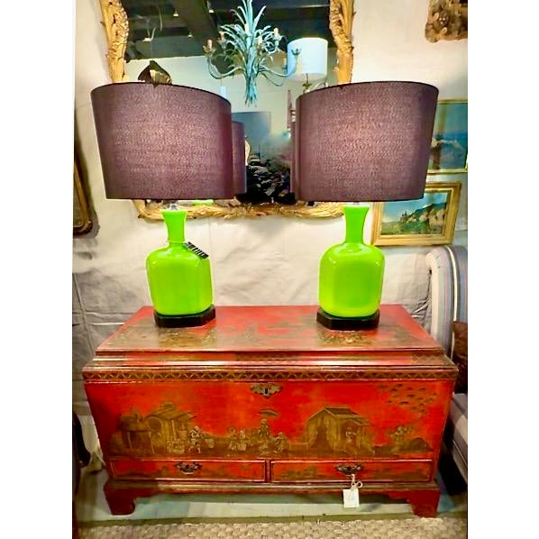 Mid-Century Modern Green Opaline Lamps For Sale - Image 11 of 11