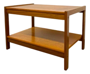 1970s Vintage Danish Mid Century Modern Teak Two-Tier Side Table