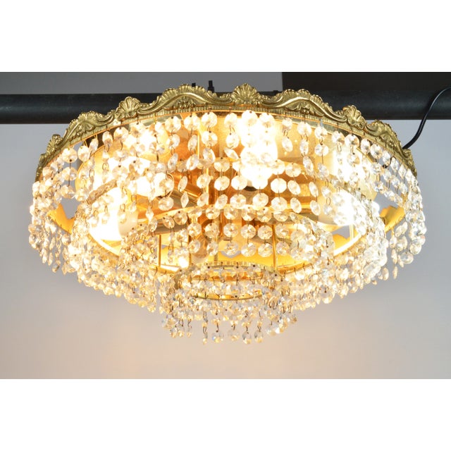 Gold Vintage Crystal Chandelier, 1970s For Sale - Image 8 of 11