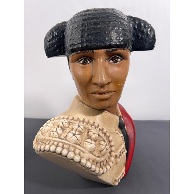 Mid-Century Modern Pair Marwal by Brower Spanish Matador & Señorita Chalkware Bust Sculptures For Sale - Image 3 of 8