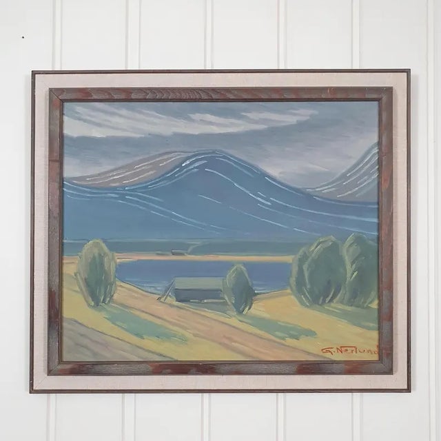1952 Mid Century Swedish Modernist Oil Painting "Gudbrandsdalen" by Gunnar Nerlund For Sale - Image 16 of 16