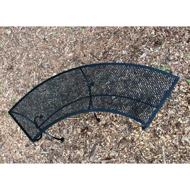 Mid-Century Modern Vintage Salterini Style Curved Wrought Iron Garden Bench, Restored For Sale - Image 3 of 10