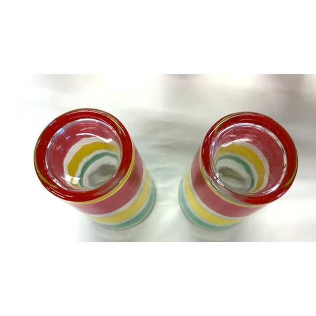 Mid 20th Century Summery Set of Colorful Striped Glasses For Sale - Image 5 of 5