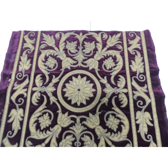 Italian Antique Red and Gold Italian Suede Applique Textile Fragment #4 For Sale - Image 3 of 4