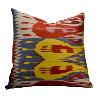 Multi-Colored Silk Ikat Throw Pillow For Sale