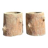 Vintage Faux Bois Concrete Planters For Sale
