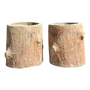 Vintage Faux Bois Concrete Planters