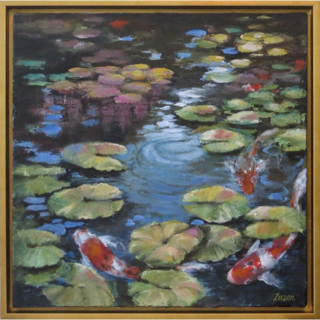 Blue Contemporary Abstract by Karen Zazon, "Poetry in Motion" For Sale - Image 8 of 8