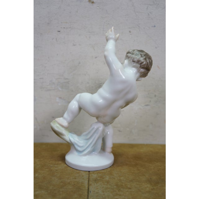 Vintage Herend Hungary Porcelain Nude Cherub Putti Figurine 5751 Dancing Boy 7" For Sale - Image 6 of 10