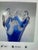 Mid-Century Modern Vintage Cobalt Blue Murano Style Art Glass Flower Bowl Vase For Sale - Image 3 of 4