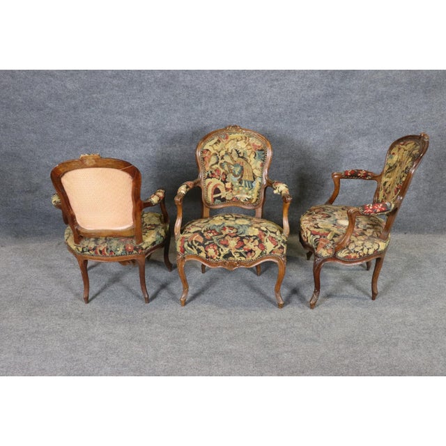 Late 19th Century Set 4 Antique Fantastic Louis XV Style Needle Point Side Chairs For Sale - Image 5 of 16