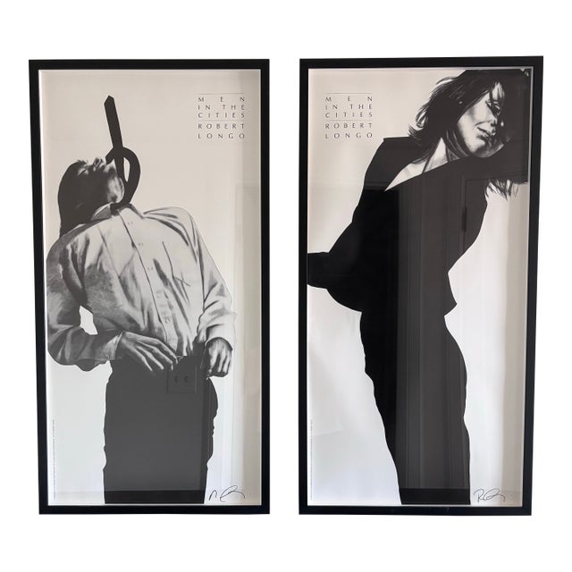 1990s Robert Longo Men in the Cities: Eric & Gretchen 1991 Hand-Signed Offset Lithograph Posters, Matching Framed Pair – Act Up / Amnesty Benefit For Sale