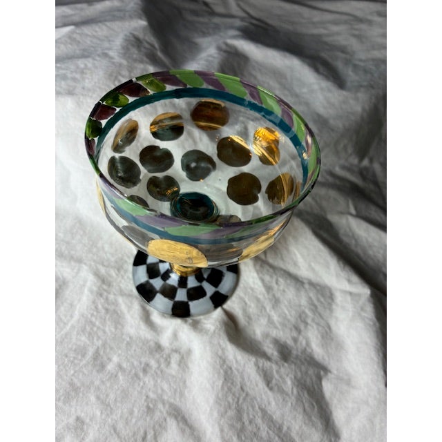 Traditional Set of 6 Original Unused MacKenzie Childs Circus 4 7/8" Champagne/Tall Sherbet Glasses C. 1991 For Sale - Image 3 of 7