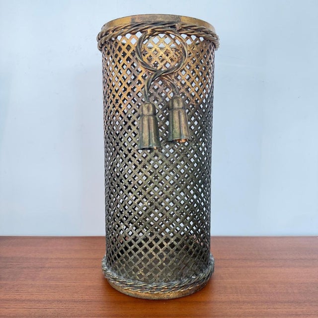 1950s Italian Gilded Metal Umbrella Stand by Li Puma, 1950 For Sale - Image 5 of 11