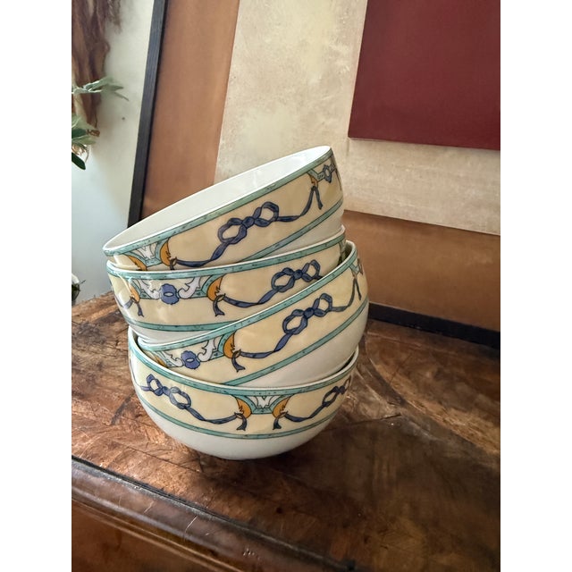 Vintage Villeroy Boch Castellina 5.75 Inch Bowls Citta Campagna Floral Ribbon - Set of 4 For Sale - Image 9 of 9