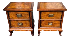 1990s Pair of Asian Style Nightstands