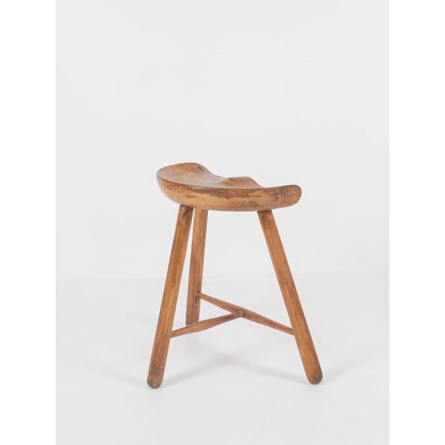 Vintage Wooden Shoemaker Tripod Stool by Arne Hovmand-Olsen, 1950 For Sale - Image 4 of 13