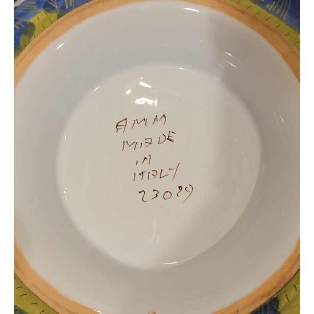Vintage Amm Faenza Garofano Large Pasta Bowl - Hand-Painted Italian Majolica - Italy For Sale - Image 4 of 9