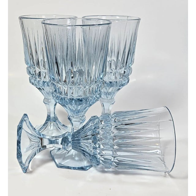 Vintage Blue Crystal Goblets- Set of 4 For Sale - Image 4 of 11