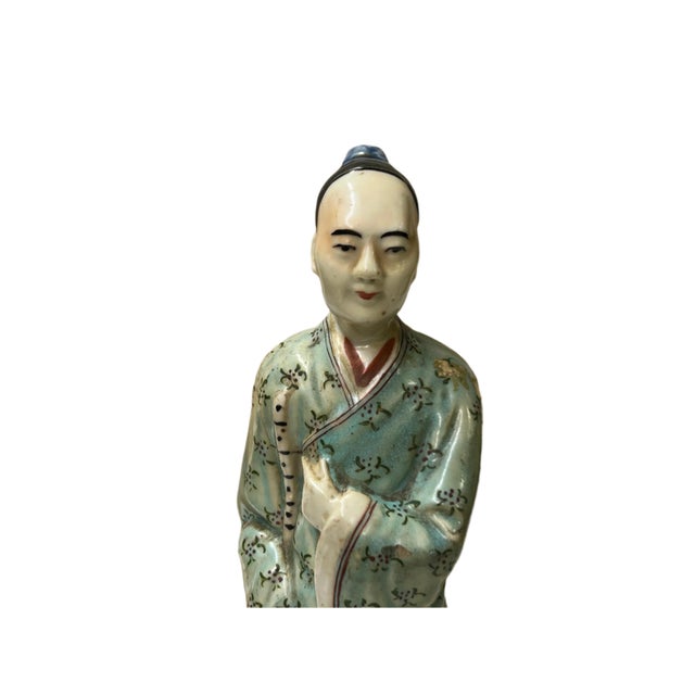 Vintage Oriental Ancient Style Dressing Ceramic Man Art Figurine Ws4419 For Sale - Image 10 of 12