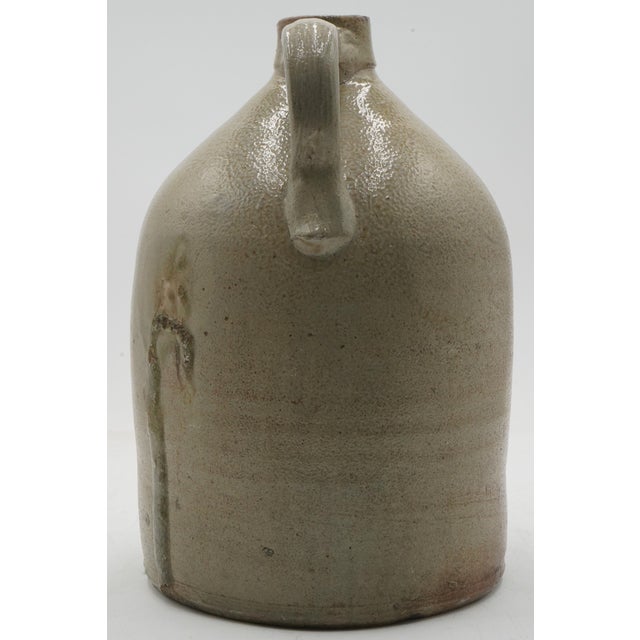 Antique Blue Stoneware Crock Jug W. Handle W. Bird For Sale - Image 9 of 11