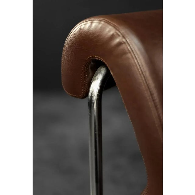 Mid-Century Modern German 2-Seater Brown Steel Frame Lounge Sofa, 1970s For Sale - Image 13 of 18