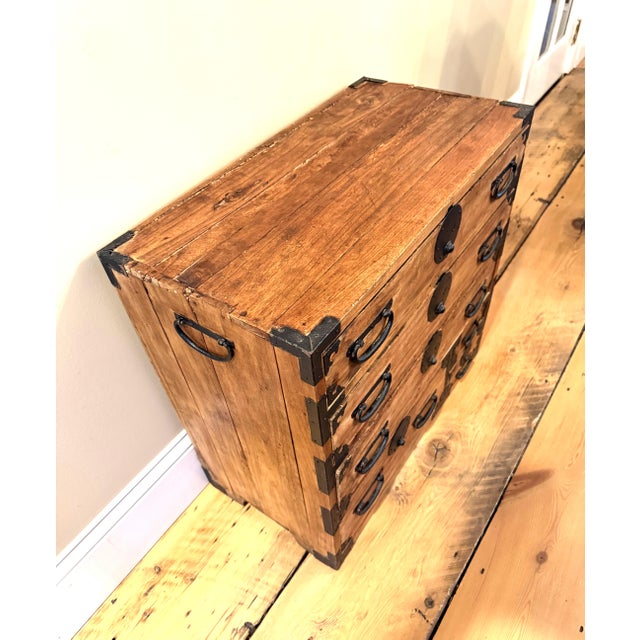 Japanese TANSU, or chest of drawers, originally built in the late 1800s. All parts are original except for additional wood...