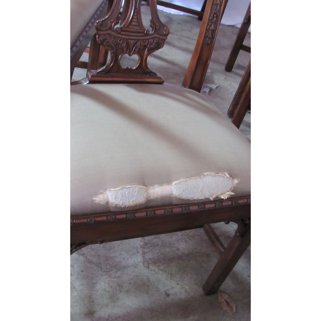 Wood 1980s Theodore Alexander Set Eight Dining Room Chairs Mahogany Chippendale For Sale - Image 7 of 9