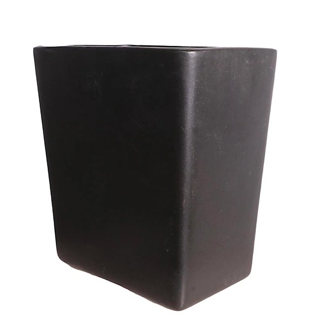 Ceramic Mid Century Usa Pottery Black Pillow Vase For Sale - Image 7 of 12