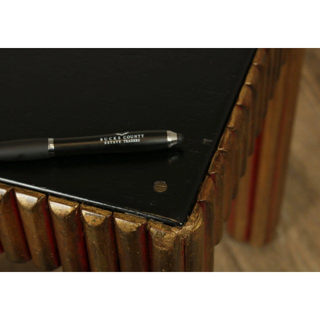 Vintage Art Deco Polychrome Painted Black and Gold Taboret Side Table