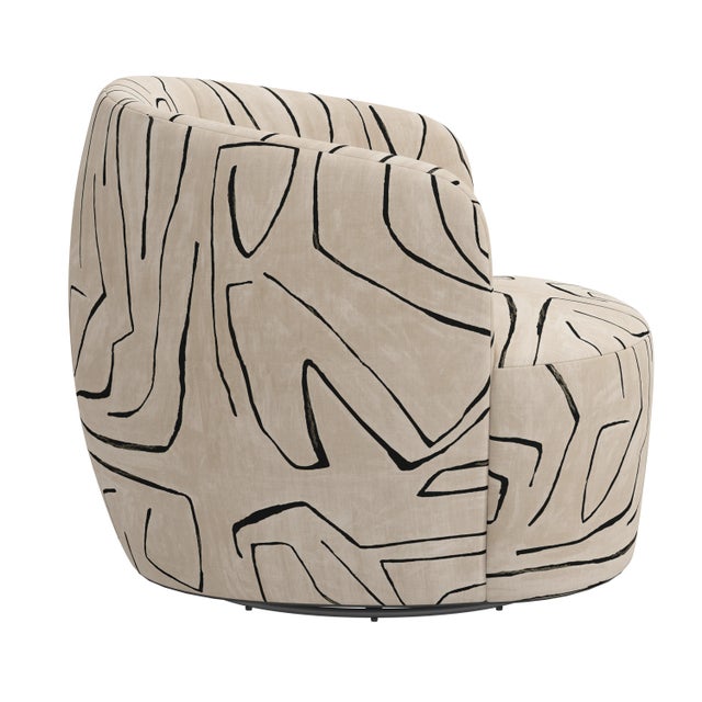 Not Yet Made - Made To Order Charlie Swivel Chair in Grafitto Linen Onyx For Sale - Image 5 of 7