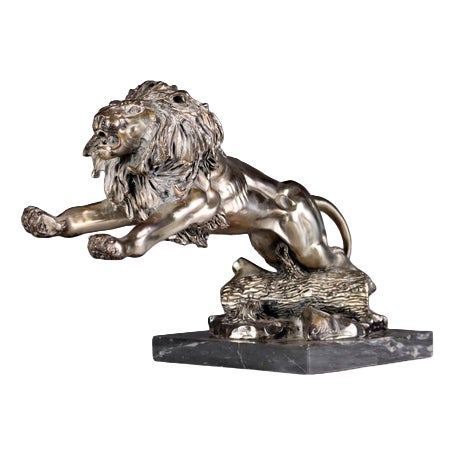 Rampant Lion in Silver Sheet Manufacture Ottaviani For Sale