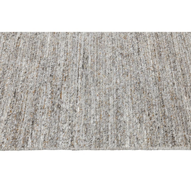 Gray Modern Marbled Grey Soumak Pet Rug Eco-Friendly & High-Traffic 8x10 For Sale - Image 8 of 10