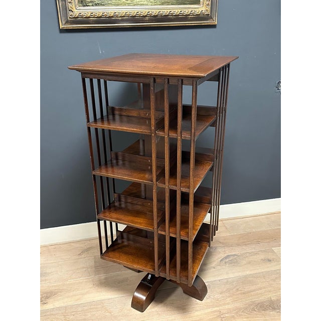 Wood Antique Revolving Bookcase, 1890s For Sale - Image 7 of 7
