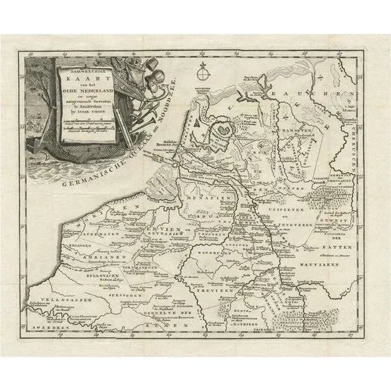 Antique Map of the Ancient Netherlands and Belgium, 1750 For Sale - Image 5 of 5