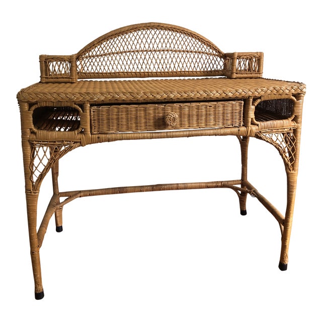 Boho Chic Rattan Writing Desk Chairish