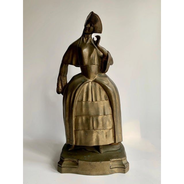 Metal Bronze Woman Sculpture Bookend For Sale - Image 7 of 12
