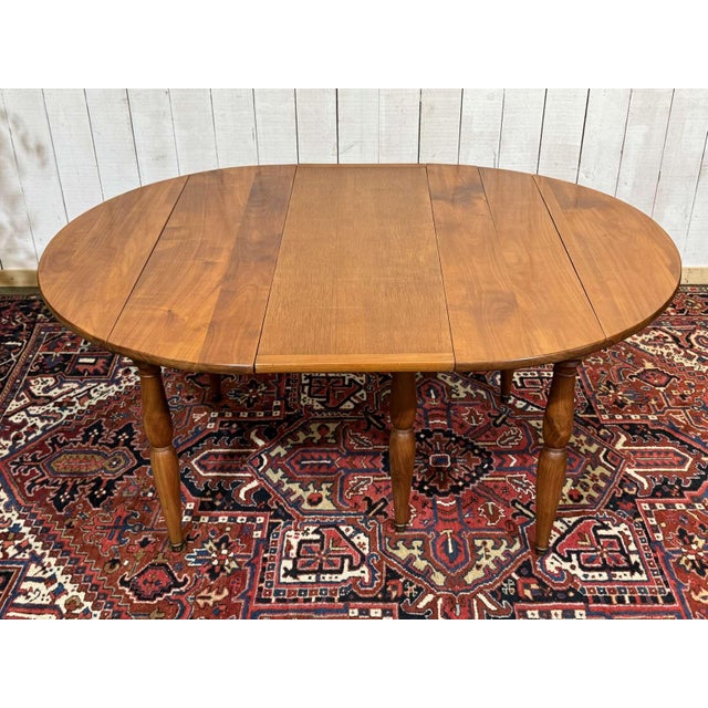 1950s Louis Philippe Round Cherry Wood Table with 2 Extension Leaves, 1950s For Sale - Image 5 of 18