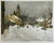 This artwork titled "Grinzing, Snow Scene, Austria" 1940 is a color etching (printed with the original copper plate...