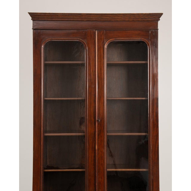 Chestnut 19th Century France Rich Mahogany Glazed Mahogany Bookcase Cabinet For Sale - Image 8 of 11