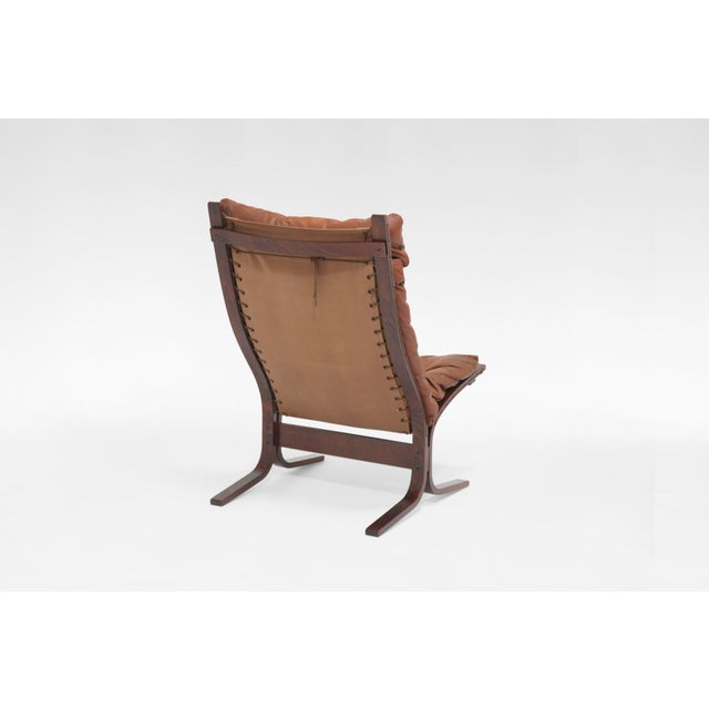 Mid-Century Modern Vintage Siesta High Back Lounge Chair by Ingmar Relling in Cognac Leather For Sale - Image 3 of 8
