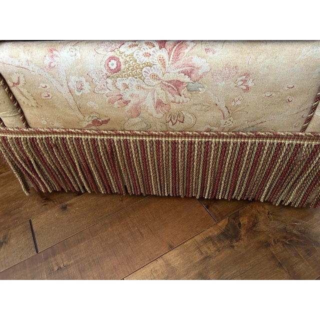 Ecru Ralph Lauren Fabric Covered Chair and Matching Ottoman For Sale - Image 8 of 11