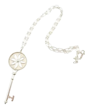 Tiffany & Co 925 Silver Large Daisy Key Pendant With Diamond Necklace